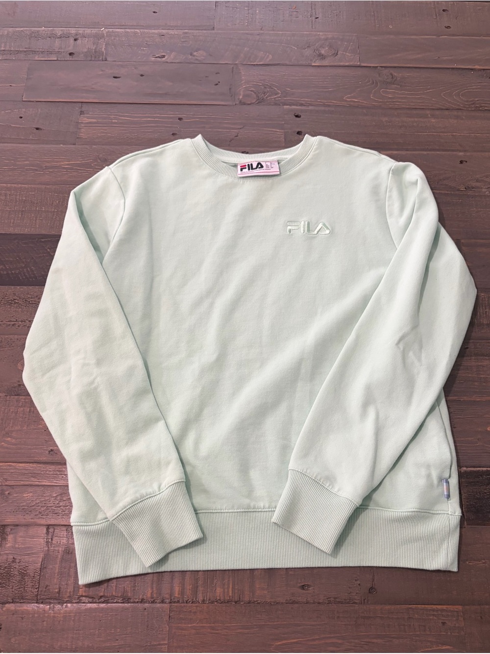 FILA Women's Mint Green Embroidered Logo Crewneck Sweatshirt Size Smal